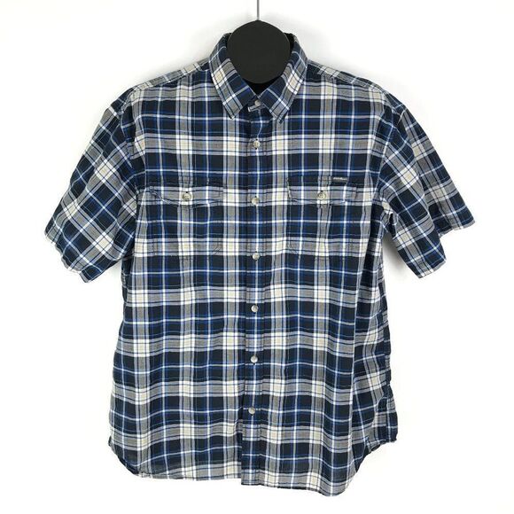 Eddie Bauer Button Up Shirt Men's XL Plaid Short Sleeve 100% Cotton Classic Fit - Picture 1 of 9